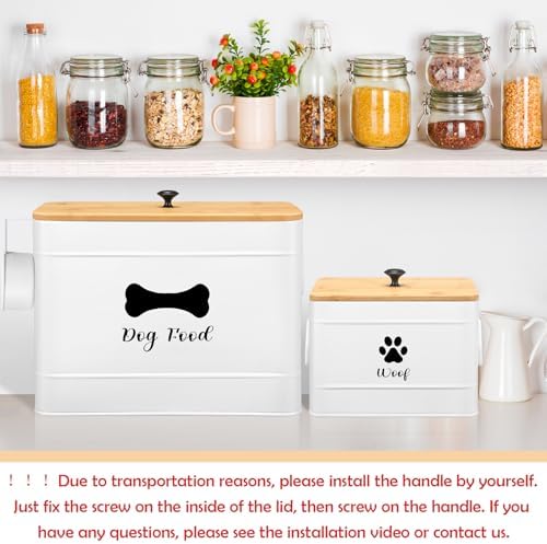 Newtay 2Pcs Extra Large Metal Dog Food Containers Airtight 12&3.5 Lb, White - Image 5