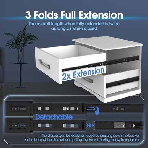 SHUHANG 1 Pair Soft Close Drawer Slides Rail 16 Inch Ball Bearing Full Extension 100 LB Capacity Heavy Duty Kitchen File Cabinet Dresser Trash Can Side Mount Glide Guide Track Black - Image 4