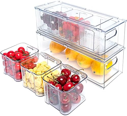 3Pack Fridge Organizer Drawer Divider Cube Pull-Out Bins Clear Food Container Refrigerator Storage box Produce Saver for Pantry Kitchen Cabinet - Image 3