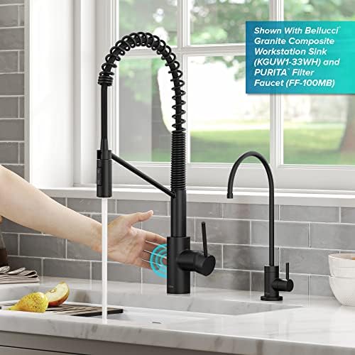 KRAUS Oletto Touchless Sensor Commercial Pull-Down Single Handle Kitchen Faucet with QuickDock Top Mount Assembly in Matte Black - Image 7