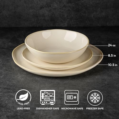 AmorArc Ceramic Dinnerware Sets for 4, 12Pcs Plates and Bowls Sets Dishes - Image 2