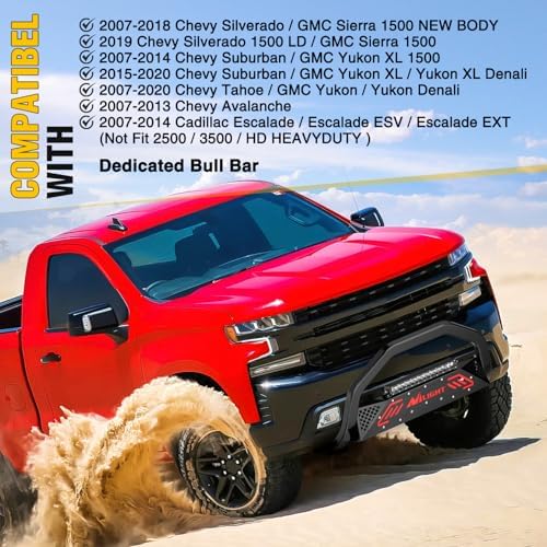 Nilight Bull Bar with Light for 2007-2018 Chevy Silverado GMC Sierra 1500 - Image 2