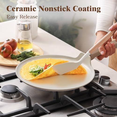 SENSARTE Ceramic Pots and Pans Set Nonstick, 20Pcs Cookware Set, Taupe - Image 3