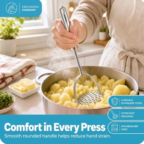 Millvado Potato Masher Stainless Steel, Mashed Potatoes - 12.5 In. Utensil - Image 4