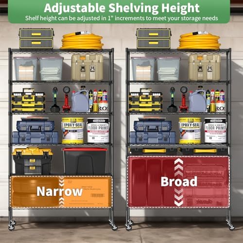 BestOffice | 6-Tier Wire Shelf | 18" x 45" x 82" | Black - Image 4