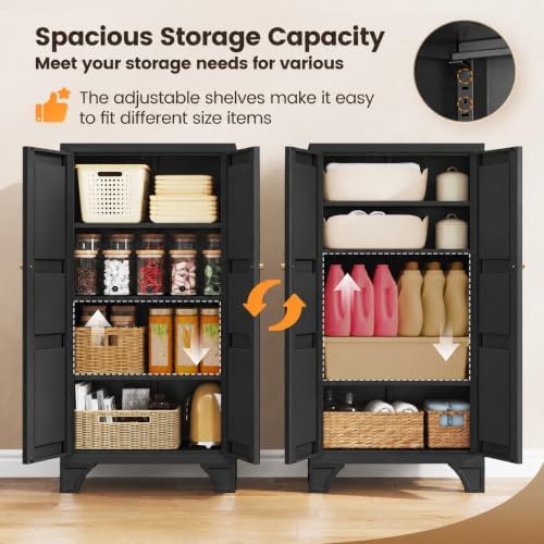 Yizosh Small Metal Garage Storage Cabinet,Kitchen Pantry Storage Cabinet - Image 6