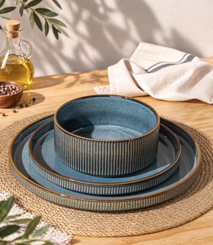 GBHOME Stoneware Dinnerware Sets for 6, 18-Piece Plates and Bowls Set - Image 3