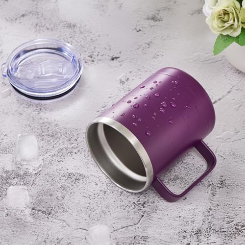 MEWAY 12oz Coffee Mug With Handle and Sliding Lid,Stainless Steel Travel Tumbler Cup with Handle,Double Wall Vacuum Insulated Camping Cup for Hot & Cold Drinks Tea (Plum,Set of 1) - Image 7