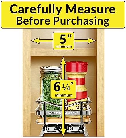 LYNK PROFESSIONAL® Élite™ Pull Out Spice Organization for Cabinets - 4-3/8 inch Wide – Spice Rack for Inside Cabinets – Wood/Chrome - Sliding Spice Rack Organizer for cabinet – Spice Rack - 1 Tier - Image 4