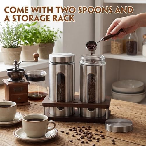 Suclain Stainless Steel Coffee Grounds Canisters Container with Shelf - Image 3