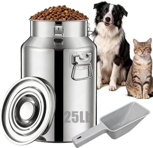 25 Lbs Stainless Steel Dog Food Storage Container with Scoop by YinCukiEle
