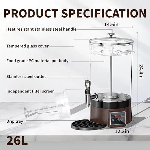 Commercial Coffee Urn Hot Beverage Dispenser Hot Chocolate Maker 26L 170Cup - Image 3