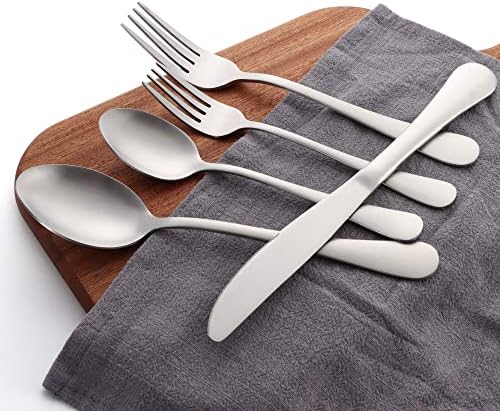 40 Piece Silverware Set, LIANYU Flatware Cutlery Set for 8, Include Knife Fork Spoon, Fancy Satin Finish Eating Utensils Tableware for Home Restaurant Party, Matte Finish, Dishwasher Safe - Image 4