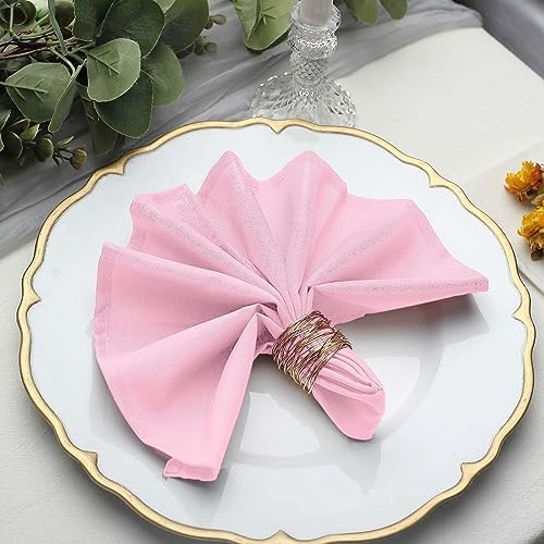 100 pcs 17-Inch Pink Polyester Luncheon Napkins - for Wedding Party Reception Events Restaurant Kitchen Home by BalsaCircle