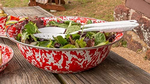 Golden Rabbit Enamelware Serving Basin, 4 quart, Red Swirl - Image 2