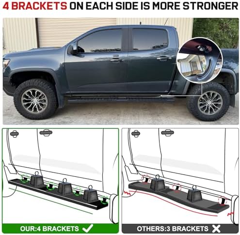 COMNOVA 6 Inches Running Boards Compatible with 2015-2026 Chevrolet Colorado/GMC Canyon Crew Cab, Running Boards & Steps for Colorado (Black) - Image 7