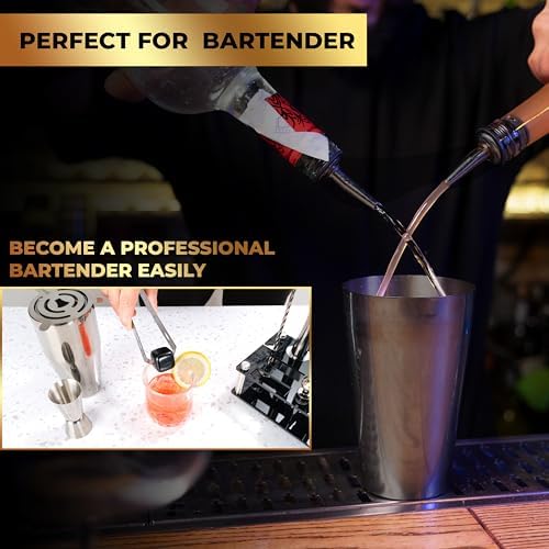 Mixology Bartender Kit – 24 Piece Gun Metal Cocktail Shaker Set w/Stand – Essential Home Bar Accessories Martini Shaker, Jigger, Muddler, Chilling Cubes & More - Image 6
