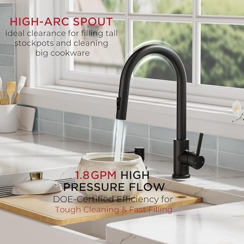 FORIOUS Kitchen Faucet, 2-Mode Pull Down Sprayer, Classic Matte Black - Image 5