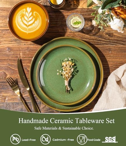 LeRatio Ceramic Dinnerware Sets for 4,12Pcs PorcelainPlates and Bowls Set - Image 3