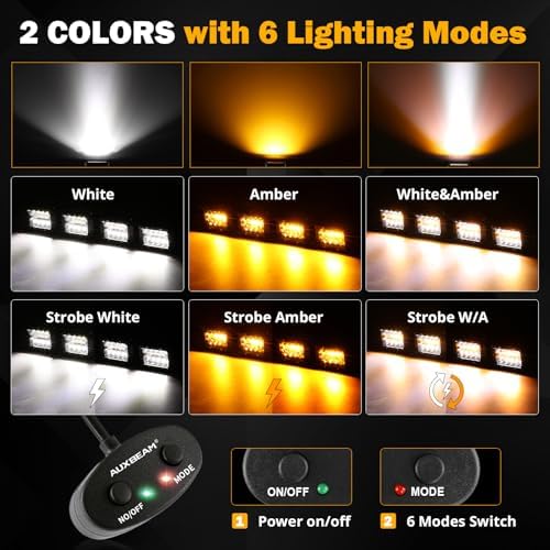 Auxbeam 4 Inch 240W LED Pods, Amber White Fog Light Strobe Lights, 4 Packs - Image 3