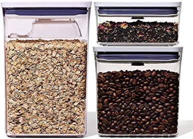 OXO Plastic Airtight Pop Containers Rectangle 3 Piece Set with Scoop by Unknown
