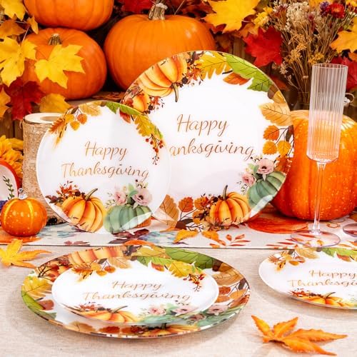 60PCS Thanksgiving Plastic Plates - Heavy Duty Fall Plastic Plate - Image 4