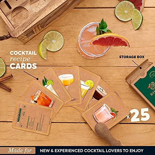 Mixology Bartender Kit with Stand | Home Bar Set with 25 Cocktail Recipes for Drink Mixing | Ideal Bartending Kit for Housewarming Gift | Premium Martini Cocktail Shaker Set with Bar Tools Accessories - Image 5