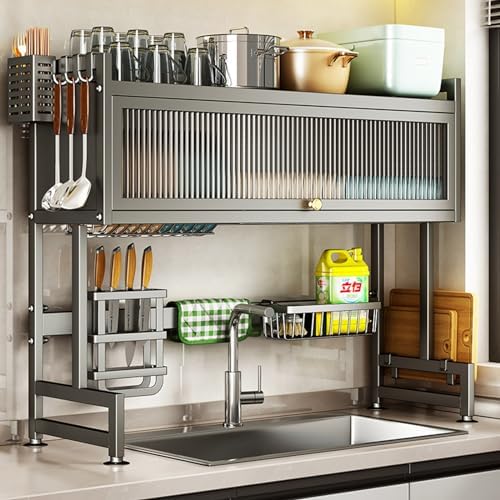 Hdrriozu Over the Sink Dish Drainer Drying Rack 3 Tier with Cover by Hdrriozu