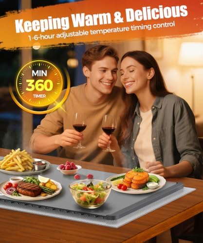 Warming Mat for Food, 26x15 Inch, Dark Grey, Fast Heat, Child Lock - Image 6