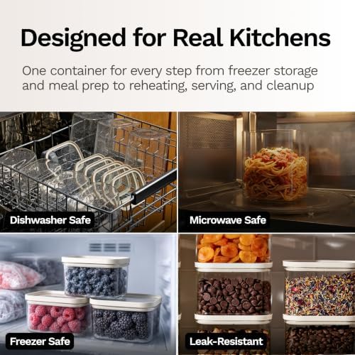 Naked Kitchen 20-Piece Food Storage Containers with Lids – Stackable BPA-Free Borosilicate Glass Pantry Storage Containers with Leak-Resistant Airtight Seal for Kitchen & Pantry Organization – Black - Image 7