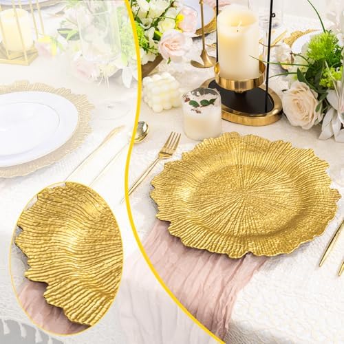 LIYH 8Pcs Gold Charger Plates, 13 Inch Plastic Round Chargers For Parties - Image 4