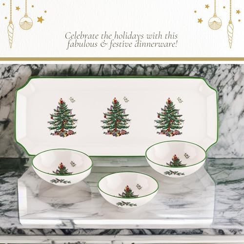 Spode Christmas Tree Rectangular Tray with 3 Dippin Bowls - Set of 4 - Image 5