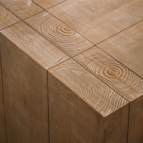 Rectangle Coffee Table with Thick Block-Style Legs Solid Wood Coffee Table - Image 5