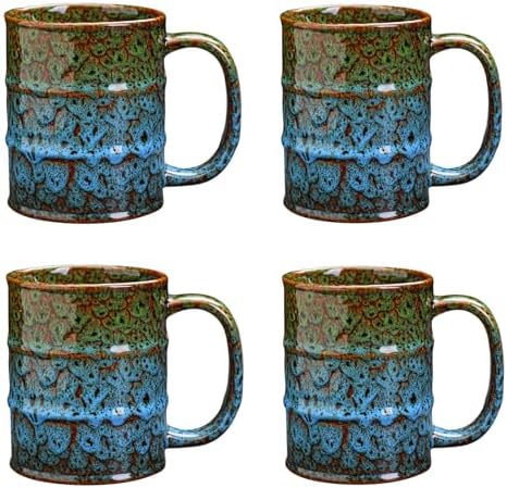 Coffee Mug,20 Oz Coffee Cups Ceramic Tea Cup Large Coffee Mug for Office and Home - Dishwasher and Microwave Safe Novelty Coffee Mug(4, Green and Blue) by LGQ
