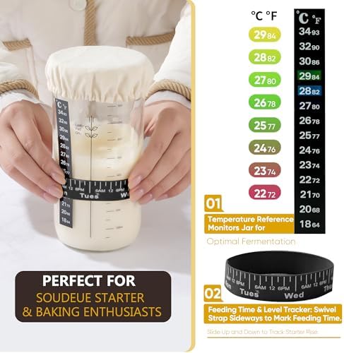 Sourdough Starter Kit with Jar – Complete Sourdough Bread Baking Supplies for Beginners, Includes 2 Silicone Proofing Baskets Baking Mat Sour Dough Kit - Red - Image 2