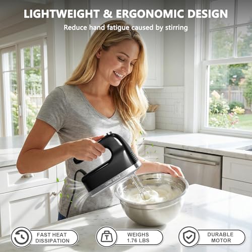 Lord Eagle 9-Speed Digital Hand Mixer Electric Handheld, 500W DC Motor - Image 6