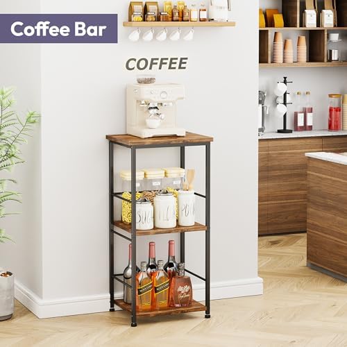 SWTYMIKI Coffee Bar Cabinet for Home - 3-Tier Sturdy Farmhouse Coffee Stand Station Multi-Purpose Buffet Sideboard - Kitchen Bar Table for Living Room, Corner, Small Space, Espresso - Image 3