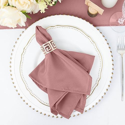 25 pcs 17-Inch Dusty Rose Polyester Table Napkins Reusable Washable Wedding Party Dinner Linens Tableware Supplies - Image 6