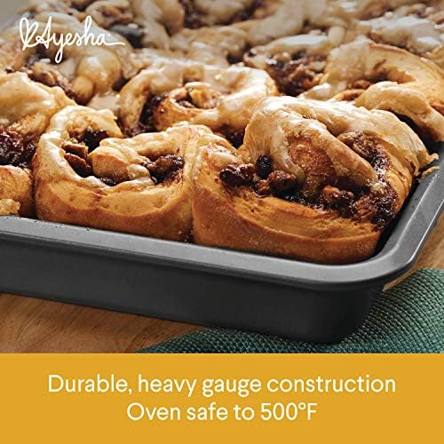Ayesha Curry Nonstick Bakeware Set with Nonstick Bread Pan, Cookie Sheet, Baking Pan, Baking Sheet and Cake Pans - 6 Piece, SIlver - Image 2
