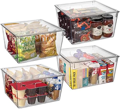 ClearSpace Plastic Storage Bins with Lids, Pantry Organizer, XL, 4 Pack by ClearSpace