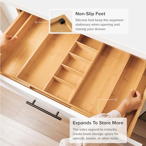 KitchenEdge Utensil & Junk Drawer Organizer, 19-33 in, Bamboo - Image 5