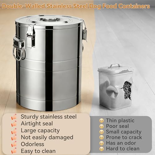 Newget 35 lb Stainless Steel Dog Food Storage Container with Scoop - Image 3