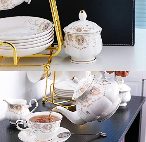 CHENP.HMC Tea Set 22-Piece Porcelain Ceramic Coffee(Chrysanthemum) - Image 4