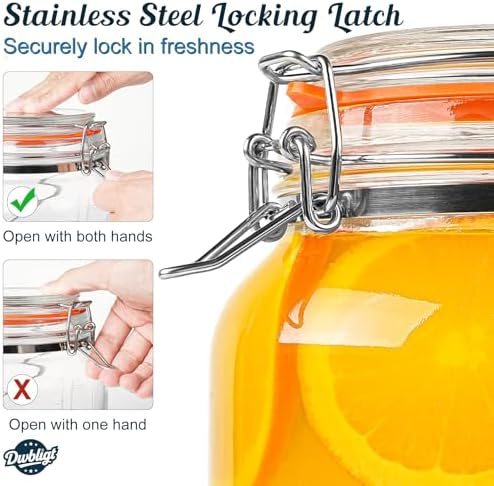 2 pcs 1 Gallon Glass Jar with Airtight Lid & Stainless Steel Handle - Image 3