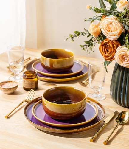 TheTerra Ceramic Dinnerware Set for 4, 12-Piece Plates and Bowls Set - Image 6