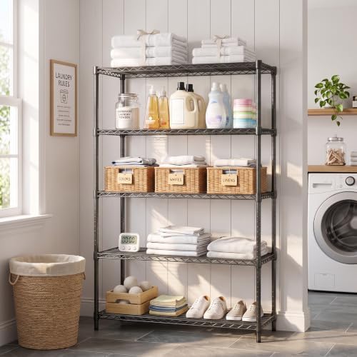 IZEUK 5-Tier Metal Shelving Unit, Heavy Duty Wire Storage Rack for Pantry - Image 2