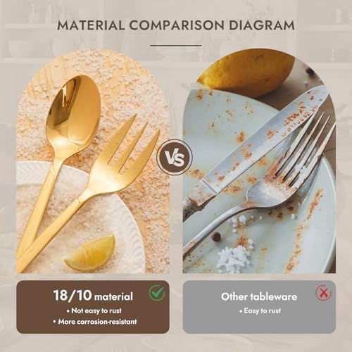 KINGSTONE 18/10 Large Hostess Gold Serving Utensils,Stainless Steel Serving - Image 3
