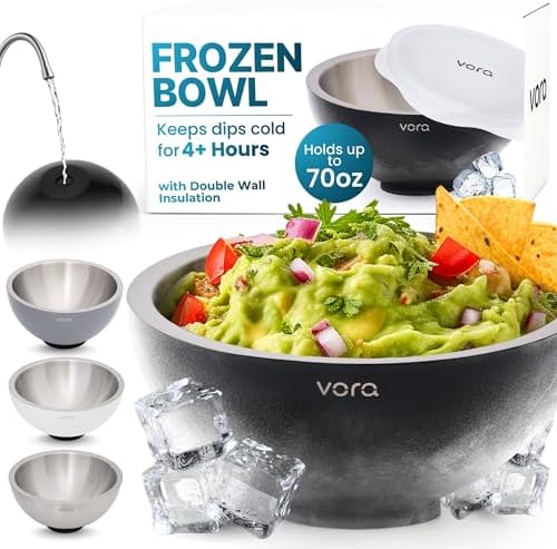 70oz Black Stainless Steel Dip Chiller Bowl with Lid (1 Pack) by VORA