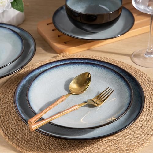 LeRatio Ceramic Dinnerware Sets for 6,18Pcs Porcelain Plates and Bowls Set - Image 4