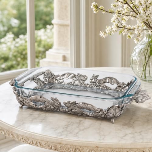 Arthur Court Bunny Pattern Casserole Dish Holder Trivet for 3 Quart Glass Dish - Elegant Easter Table Serveware - 18 Inch Long - Image 7